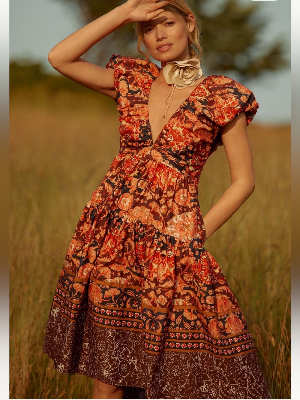 Anthropologie Printed V-Neck BabyDoll Dress - size 8 - Picture 1 of 14